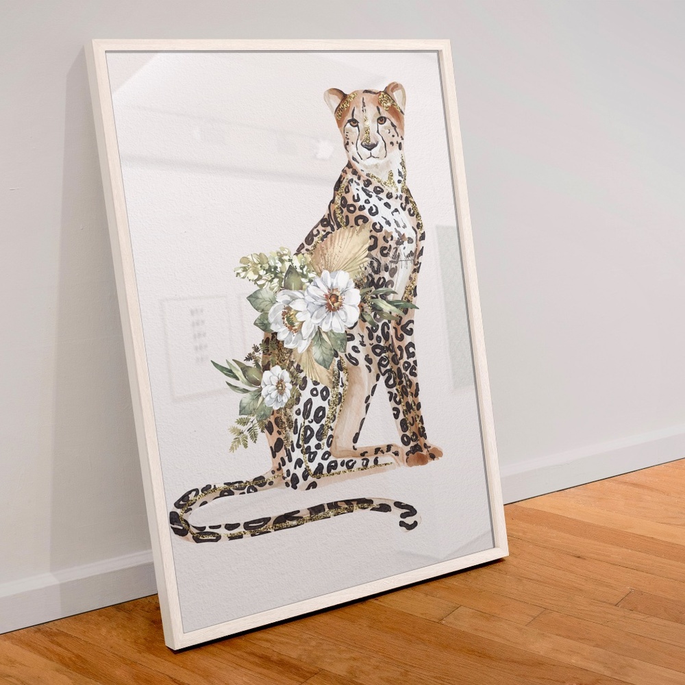 Cheetah Watercolor Illustration Wall Art Print Poster Unframed - Picture 4 of 16